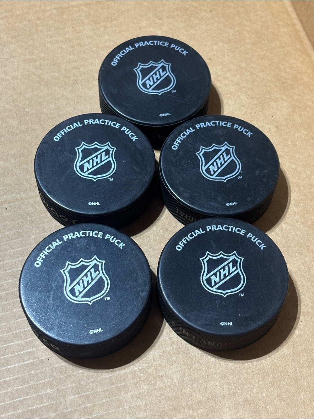 NHL Official Practice Hockey Pucks Lot of 5